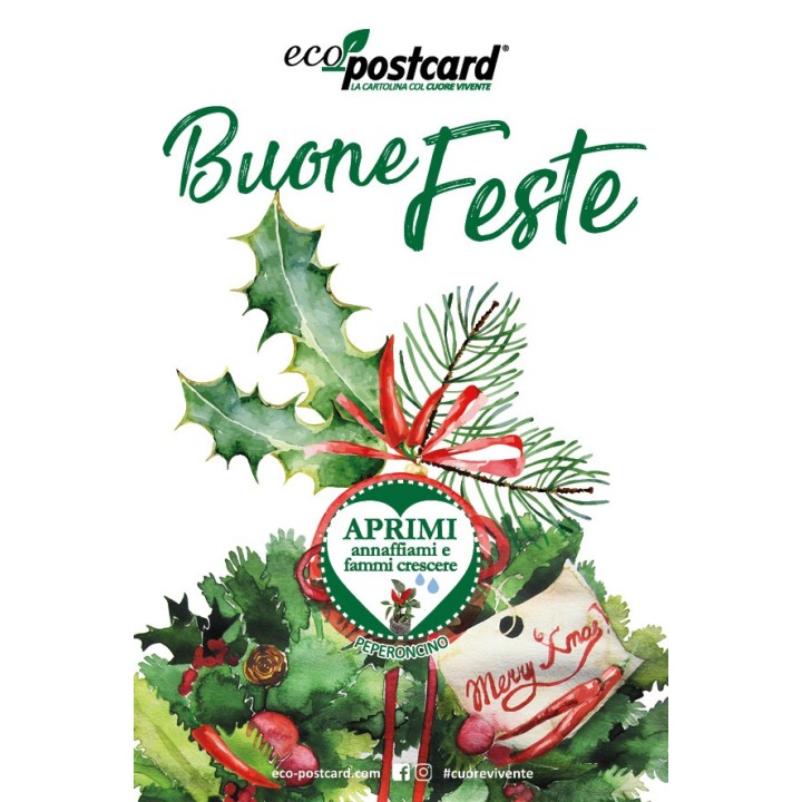 Eco-Postcard Natalizia Buone feste -  peperoncino
