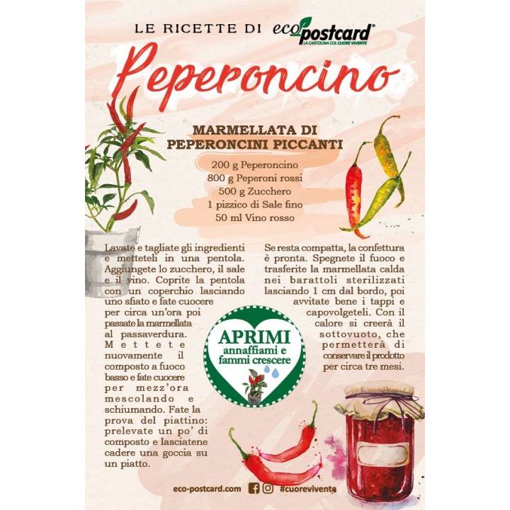 Eco-Postcard con Ricetta Marmellata peperoncini piccanti