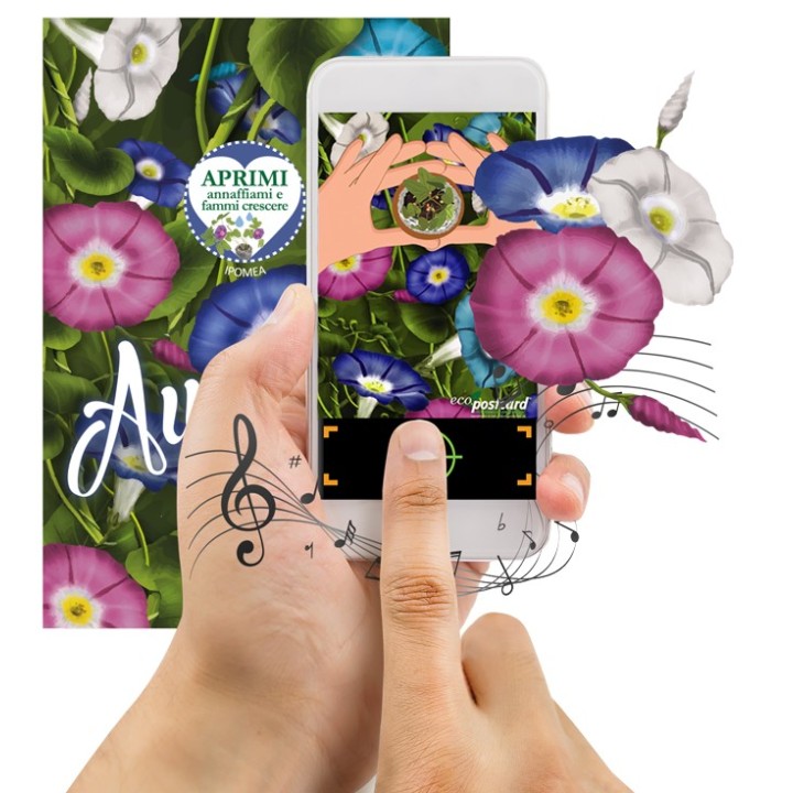 Eco-Postcard cartolina Auguri Viventi con pianta di Campanella