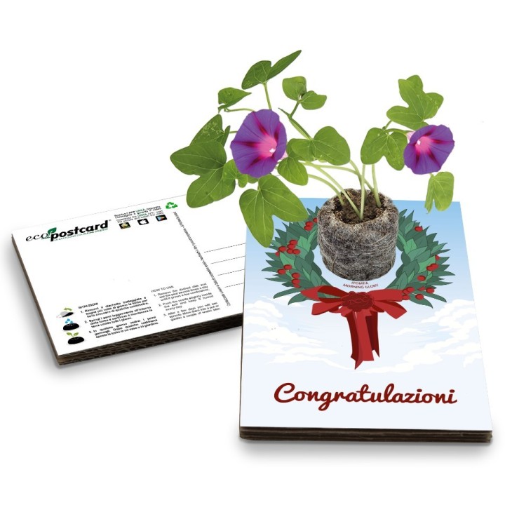 Eco-Postcard cartolina Auguri Viventi con pianta di Campanella