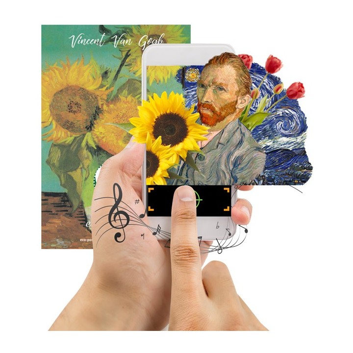 Eco-Postcard cartolina artistica Girasoli Van Gogh con Realtà Aumentata