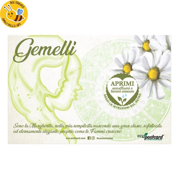 Eco-Postcard zodiaco Gemelli - margherita