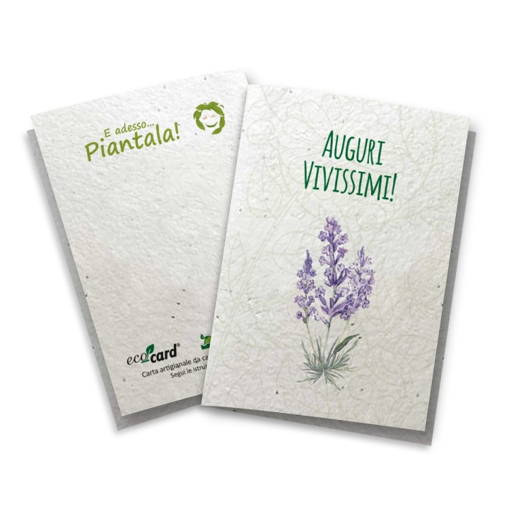 Biglietto Augurale carta piantabile con semi LAVANDA