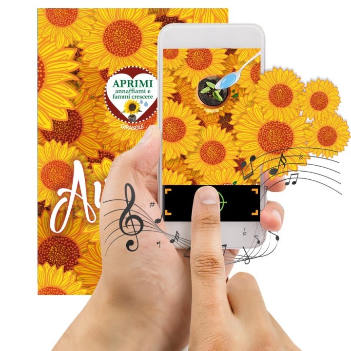 Eco-Postcard cartolina Auguri Regalo Collega con pianta di Girasole