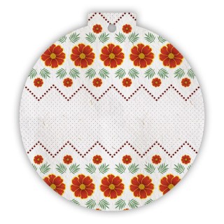 Eco-Card pallina natalizia in carta piantabile con fiori e foglie invernali - tagete