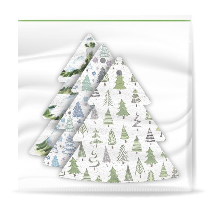 Eco-Card Kit addobbi natalizi piantabili 3 soggetti a forma di abete - fiori misti