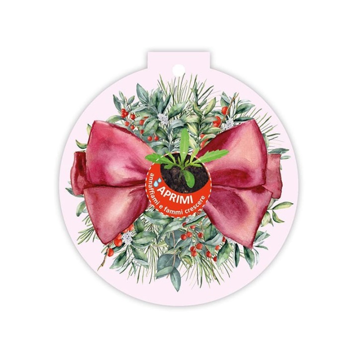 Pallina di Natale ecologica Eco-Decors con illustrazione fiocco