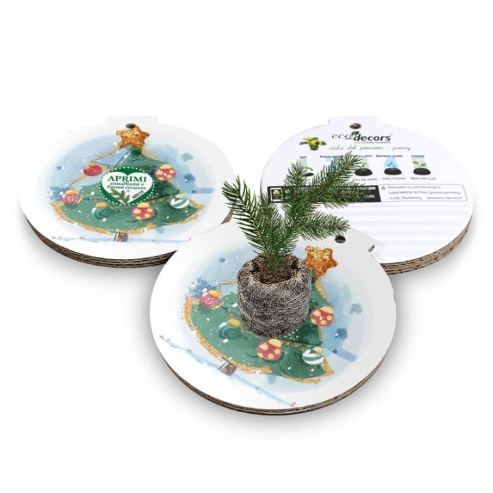 Pallina Natalizia ecologica Eco-Decors con illustrazione regali