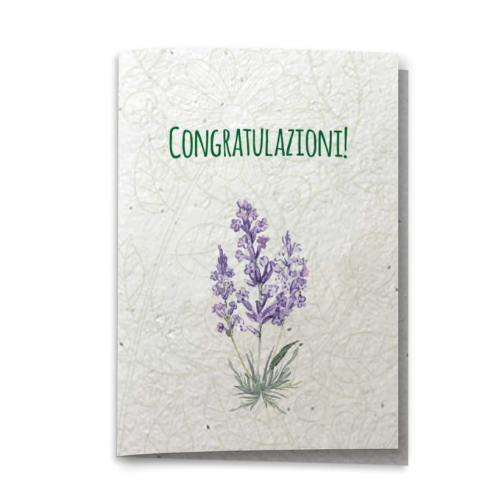 ECO-CARD Biglietto Congratulazioni in carta piantabile con LAVANDA