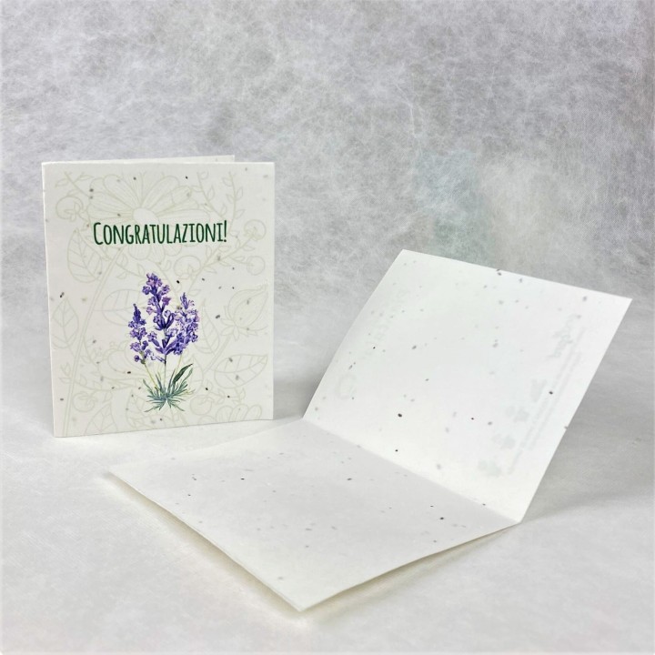 ECO-CARD Biglietto Congratulazioni in carta piantabile con LAVANDA