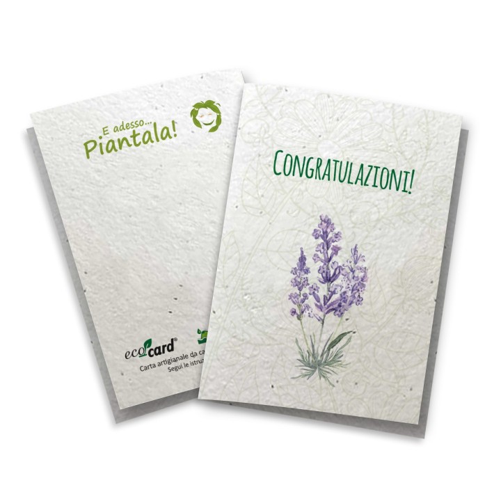 ECO-CARD Biglietto Congratulazioni in carta piantabile con LAVANDA