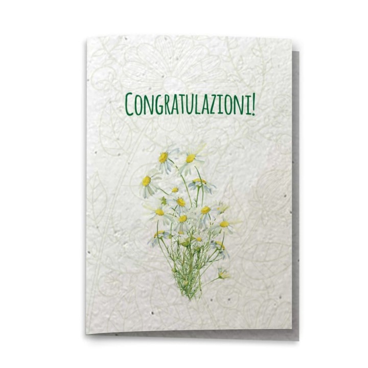 ECO-CARD Biglietto Congratulazioni in carta piantabile con MARGHERITA