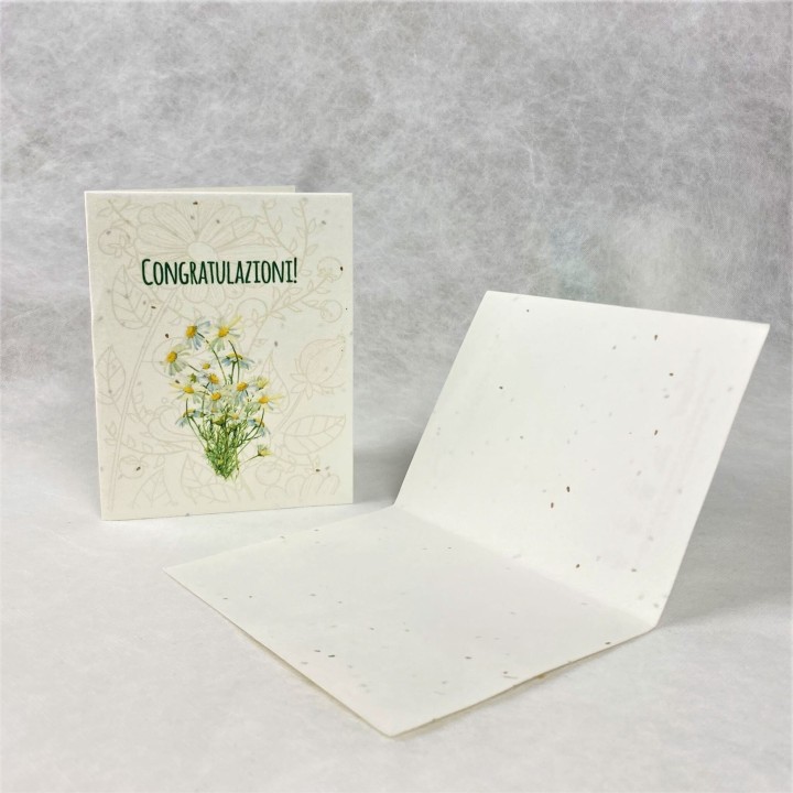 ECO-CARD Biglietto Congratulazioni in carta piantabile con MARGHERITA
