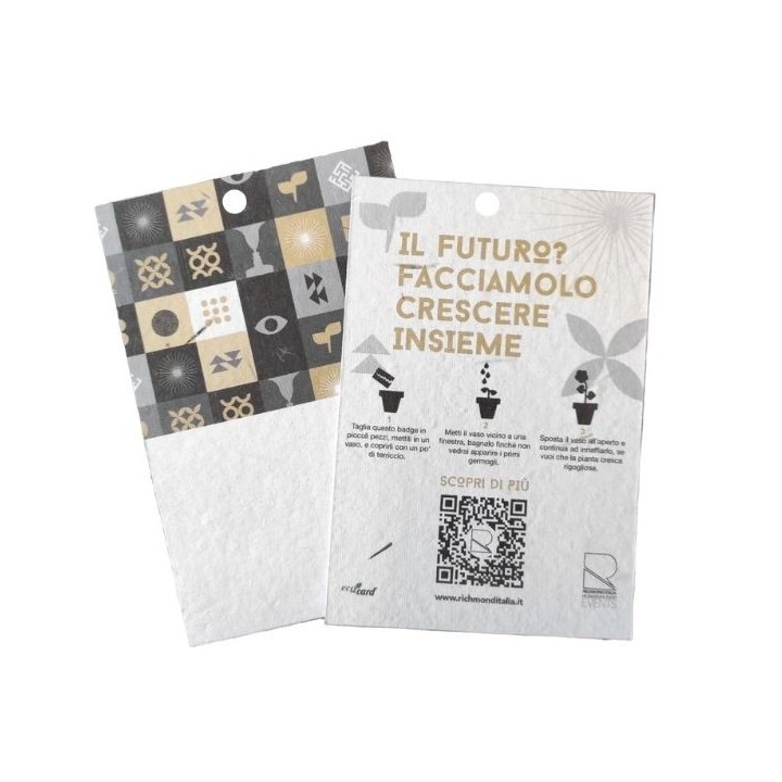 Badge e pass ecologici in carta piantabile f.to 10x15
