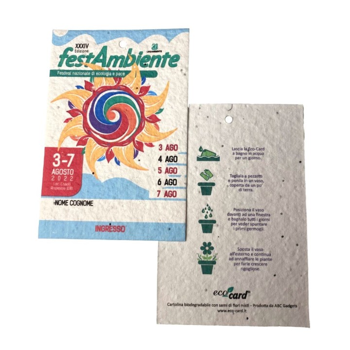 Badge e pass ecologici in carta piantabile f.to 10x15