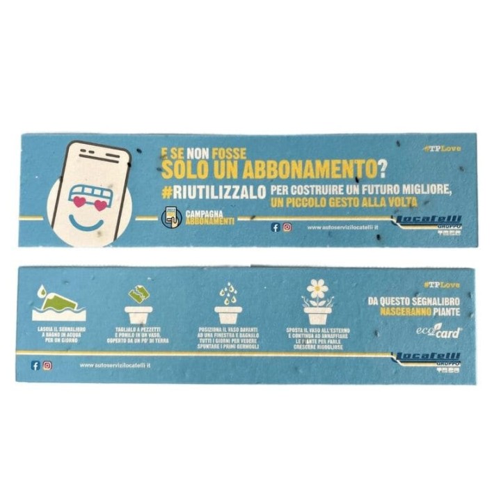ECO-CARD Segnalibro piantabile con semi e stampa personalizzata FRONTE e RETRO