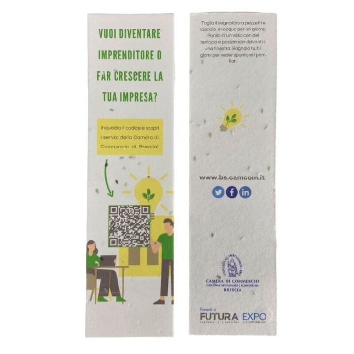 ECO-CARD Segnalibro piantabile con semi e stampa personalizzata FRONTE e RETRO