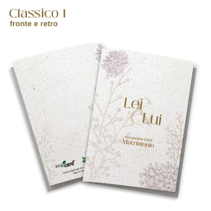 ECO-CARD INVITO PARTECIPAZIONE PIEGHEVOLE piantabile personalizzabile FRONTE e RETRO