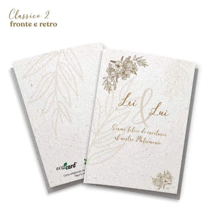 ECO-CARD INVITO PARTECIPAZIONE PIEGHEVOLE piantabile personalizzabile FRONTE e RETRO