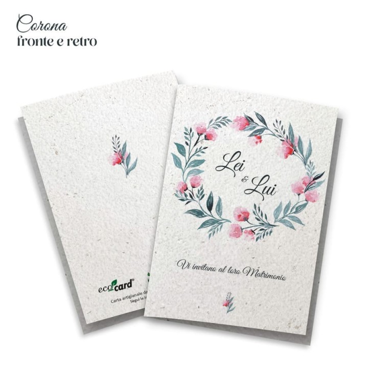 ECO-CARD INVITO PARTECIPAZIONE PIEGHEVOLE piantabile personalizzabile FRONTE e RETRO