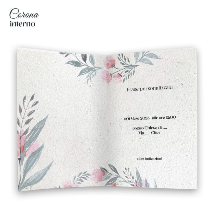 ECO-CARD INVITO PARTECIPAZIONE PIEGHEVOLE piantabile personalizzabile FRONTE e RETRO