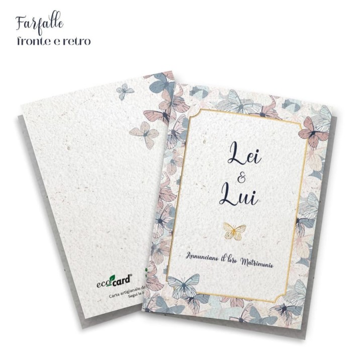 ECO-CARD INVITO PARTECIPAZIONE PIEGHEVOLE piantabile personalizzabile FRONTE e RETRO