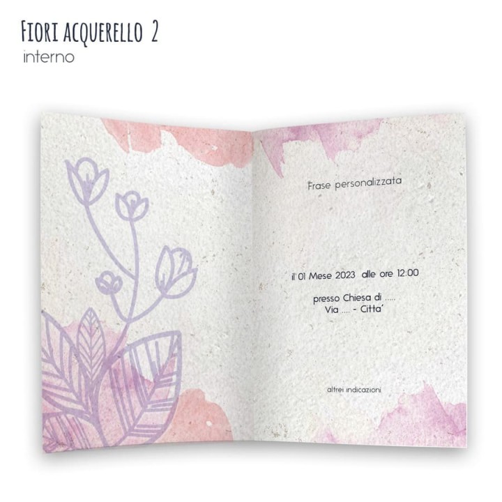 ECO-CARD INVITO PARTECIPAZIONE PIEGHEVOLE piantabile personalizzabile FRONTE e RETRO