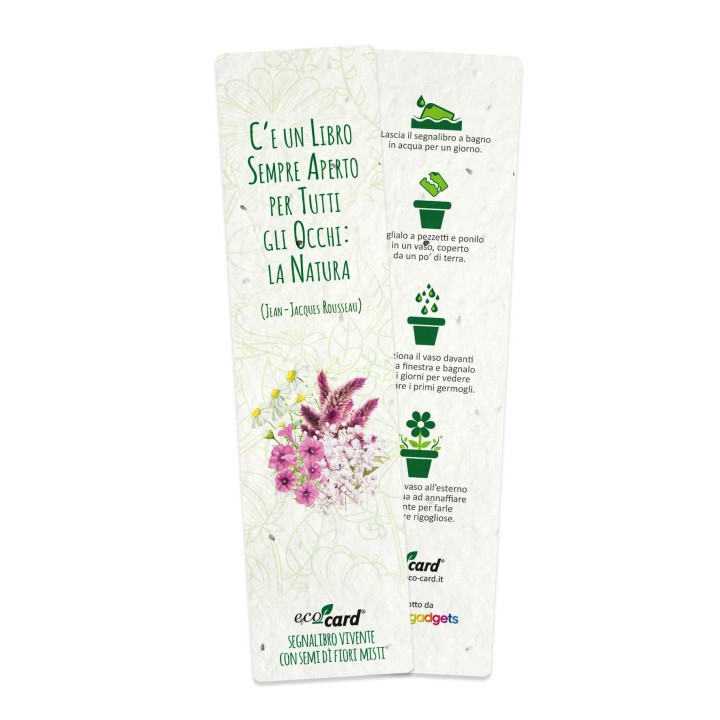 ECO-CARD segnalibro che germoglia piantabile con semi di FIORI MISTI