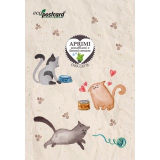 Eco-Postcard gatto felice - erba gatta