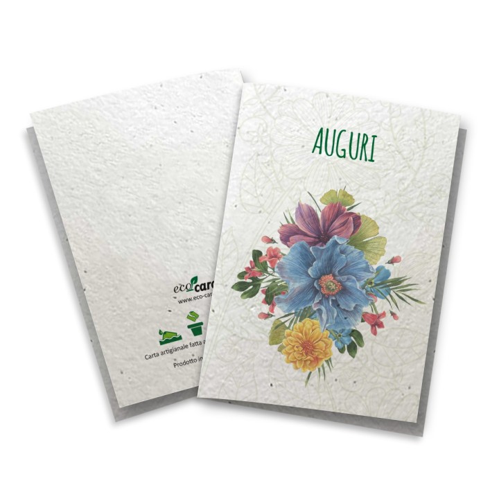 ECO-CARD Biglietto Congratulazioni in carta piantabile con FIORI MISTI