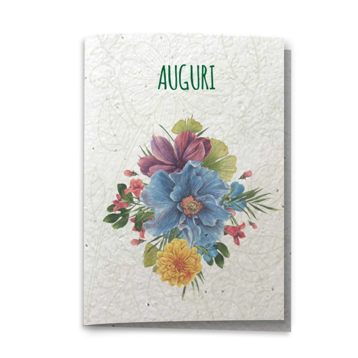 ECO-CARD Biglietto Congratulazioni in carta piantabile con FIORI MISTI