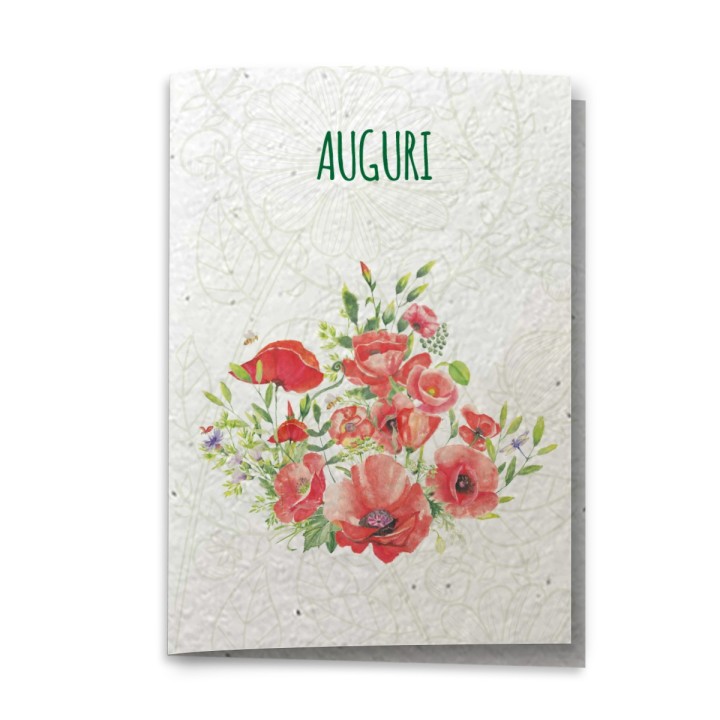 ECO-CARD Biglietto Congratulazioni in carta piantabile con PAPAVERO