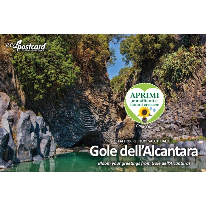 Eco-Postcard cartolina souvenir gole dell'Alcantara
