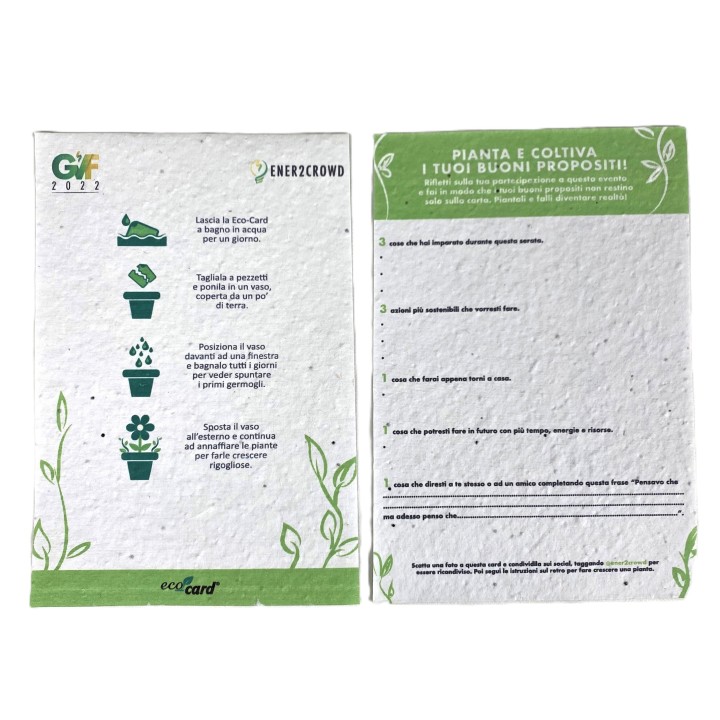 ECO-CARD cartolina piantabile con semi a scelta personalizzata fronte e retro