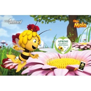 	Cartolina ecologica con semi di fiori e video del cartone animato de L’Ape Maia che vola