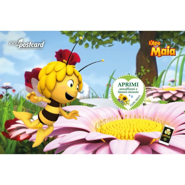 	Cartolina ecologica con semi di fiori e video del cartone animato de L’Ape Maia che vola