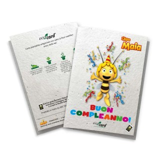 Biglietto di compleanno piantabile de L'Ape Maia che vola e con cartone animato con personaggi in realtà aumentata