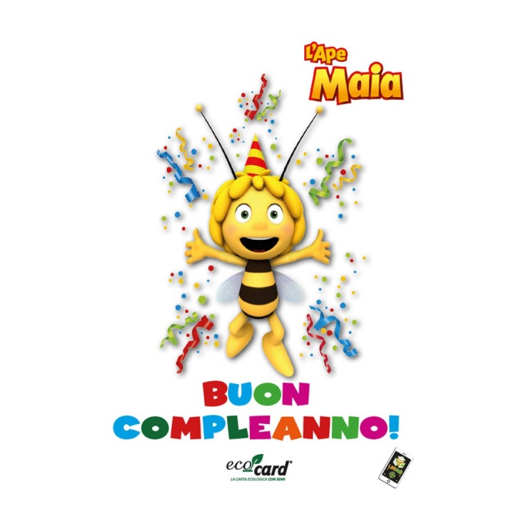 Eco-Card biglietto di auguri di compleanno piantabile da cui nascono fiori con video animato de L'Ape Maia e i suoi amici