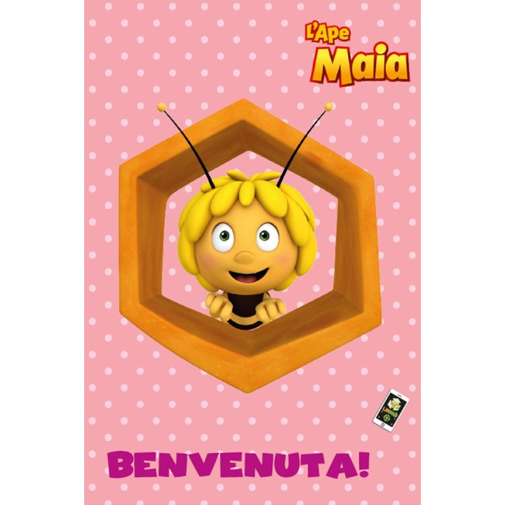 Biglietto per nascita con Eco-Card da cui nascono fiori, video messaggio di auguri de L'Ape Maia in realtà aumentata 