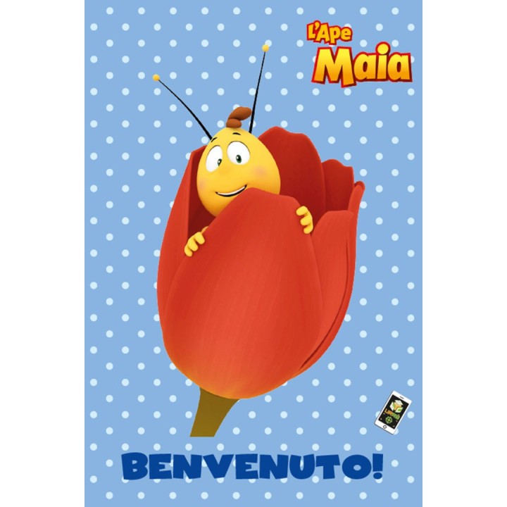 Biglietto per nascita bambino con Eco-Card da cui nascono fiori, video messaggio di benvenuto di Willy in realtà aumentata 