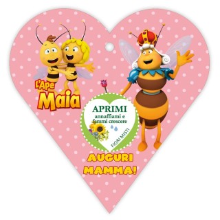 Biglietto d’auguri per la mamma con semi di fiori misti e cartone animato con L'Ape Maia e Willy