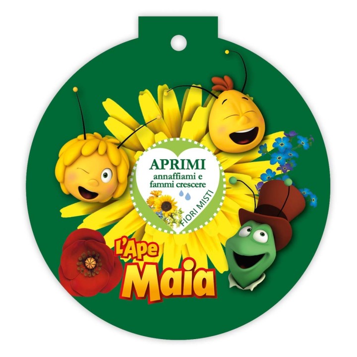 Eco-Decors pallina ecologica da cui nascono fiori con video de L'Ape Maia e il grillo Flip in realtà aumentata