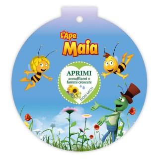 Pallina da appendere illustrata con personaggi del cartone animato L'Ape Maia da cui nascono fiori amici delle api