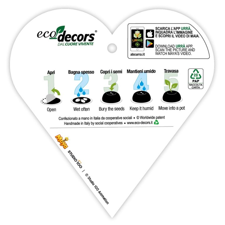 Biglietto d’auguri per la mamma con semi di fiori misti e cartone animato con L'Ape Maia e Willy