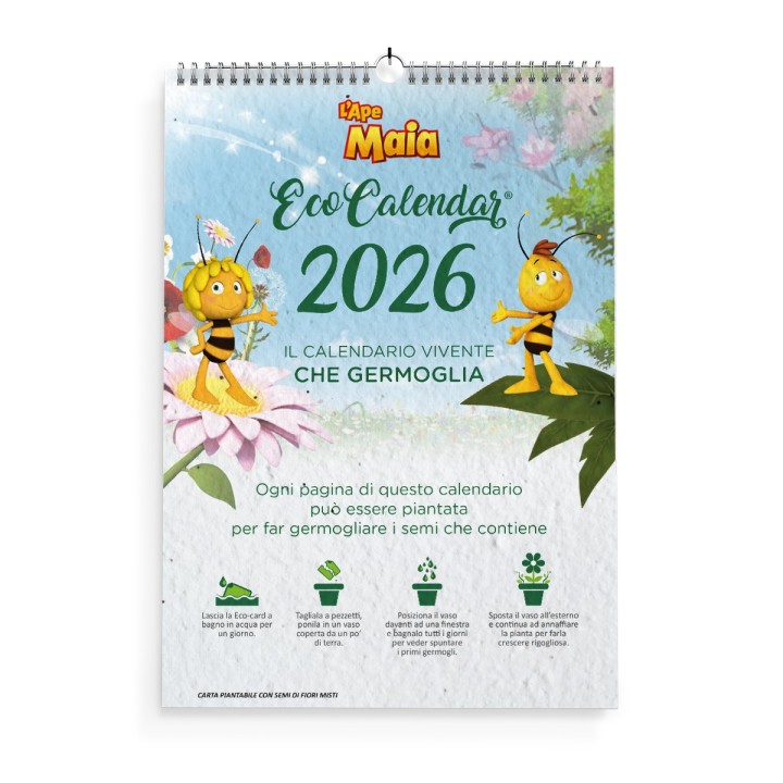 Calendario Ape Maia in carta piantabile con fiori e animazioni URRÀ – 12 mesi da vivere e piantare