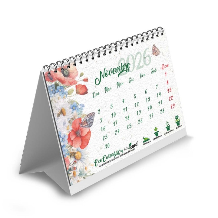 Eco-Calendar 2026 calendario da tavolo ecologico che germoglia - semi misti