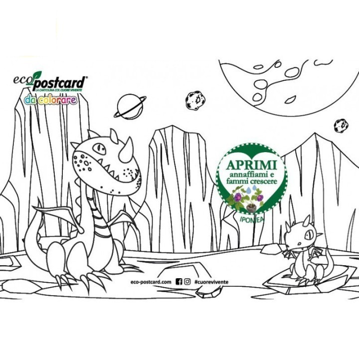 Eco-Postcard colorabile dinosauri - ipomea
