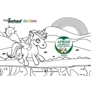 Eco-Postcard colorabile unicorno - ipomea