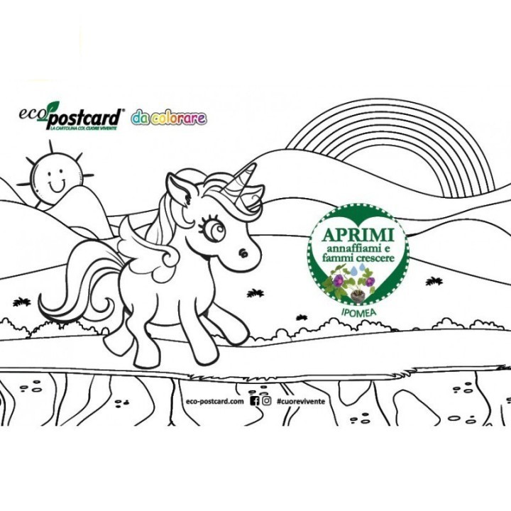 Eco-Postcard colorabile unicorno - ipomea
