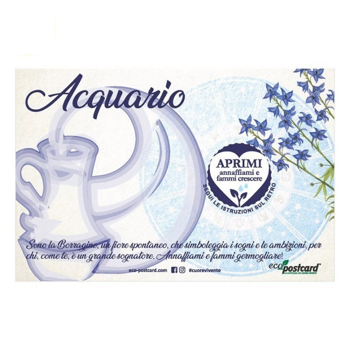 Eco-Postcard zodiaco Acquario - borragine